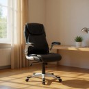 Καρέκλα γραφείου διευθυντική Gustavo Megapap από τεχνόδερμα χρώμα μαύρο 69x65x116/126εκ.