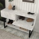 Κονσόλα Aron Megapap χρώμα λευκό εφέ μαρμάρου 138,8x41x75,7εκ.