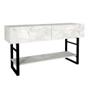 Κονσόλα Aron Megapap χρώμα λευκό εφέ μαρμάρου 138,8x41x75,7εκ.