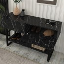 Κονσόλα Aron Megapap χρώμα μαύρο εφέ μαρμάρου 138,8x41x75,7εκ.