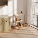 Ραφιέρα δαπέδου - Τραπεζάκι βοηθητικό ξύλινο - πλαστικό χρώμα φυσικό - μπεζ 65x29x78εκ.