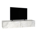 Έπιπλο τηλεόρασης επιτοίχιο Aristo Megapap με LED χρώμα λευκό εφέ μαρμάρου 135x31,6x25εκ.