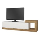 Έπιπλο τηλεόρασης επιτοίχιο Volare Megapap χρώμα λευκό - sapphire oak 150x29,6x38,6εκ.