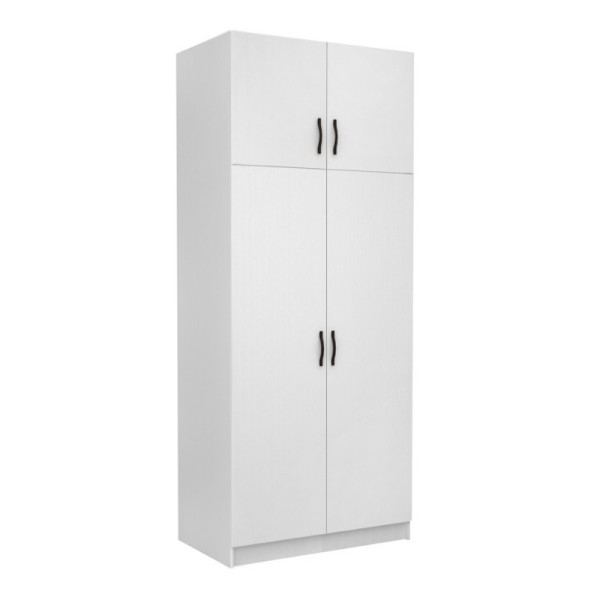 Ντουλάπα ρούχων Victoria Megapap δίφυλλη με πατάρι χρώμα λευκό 100x60x240εκ.
