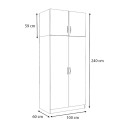 Ντουλάπα ρούχων Victoria Megapap δίφυλλη με πατάρι χρώμα φυσικό οξιάς 100x60x240εκ.