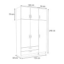 Ντουλάπα ρούχων Victoria Megapap τρίφυλλη με πατάρι και συρτάρια χρώμα λευκό 150x60x240εκ.