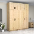 Ντουλάπα ρούχων Victoria Megapap τετράφυλλη με πατάρι χρώμα φυσικό οξιάς 200x60x240εκ.