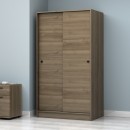 Ντουλάπα ρούχων Misra Megapap δίφυλλη συρόμενη χρώμα καρυδί 94x52x182εκ.