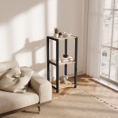 Ραφιέρα δαπέδου - Κομοδίνο ξύλινο - πλαστικό χρώμα φυσικό - μαύρο 37x29x79εκ.