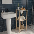 Ραφιέρα δαπέδου πλαστική - ξύλινη χρώμα φυσικό - μπεζ 28x25x72εκ.