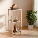 Ραφιέρα δαπέδου πλαστική - ξύλινη χρώμα φυσικό - μπεζ 28x25x72εκ.