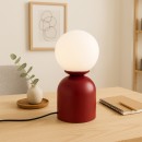 Φωτιστικό επιτραπέζιο Albus Megapap E14 μεταλλικό - γυάλινο χρώμα μπορντώ - λευκό Ø13x28εκ.