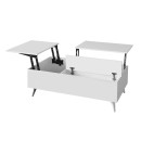 Τραπεζάκι σαλονιού Roy Megapap με σερβιτόρο χρώμα λευκό 121x69x40εκ.