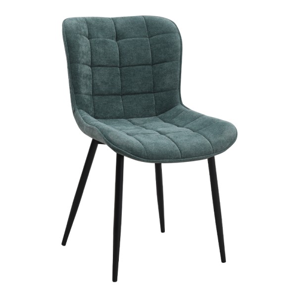 Καρέκλα τραπεζαρίας Chiara Megapap πράσινο ύφασμα - μεταλλικό μαύρο πόδι 48x58x81εκ. | Σετ 2 τεμ