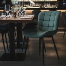 Καρέκλα τραπεζαρίας Chiara Megapap πράσινο ύφασμα - μεταλλικό μαύρο πόδι 48x58x81εκ. | Σετ 2 τεμ