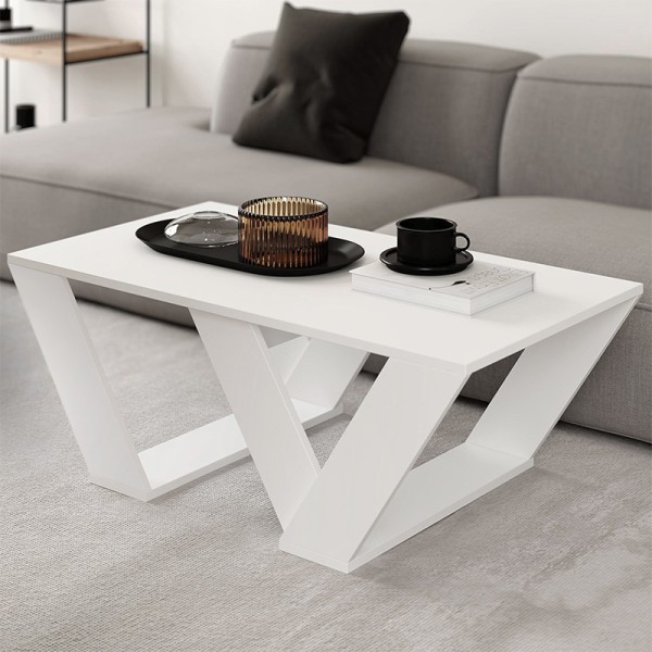 Τραπεζάκι σαλονιού Pipra Megapap χρώμα λευκό 110x60x40εκ.