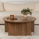 Τραπεζάκι σαλονιού σετ 2 τμχ Moira Megapap χρώμα καρυδί Ø90x41εκ.