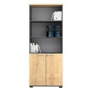 Βιβλιοθήκη γραφείου επαγγελματική Venturo Megapap χρώμα ανθρακί - φυσικό οξιάς 80x40x200εκ.