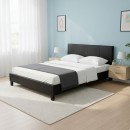 Κρεβάτι Flat Megapap από τεχνόδερμα χρώμα μαύρο ματ 160x200εκ.