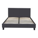 Κρεβάτι Flat Megapap από τεχνόδερμα χρώμα μαύρο ματ 140x190εκ.