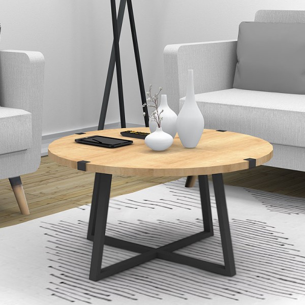 Τραπεζάκι σαλονιού Mauricio Megapap χρώμα φυσικό οξιάς - ανθρακί 78x78x43εκ.