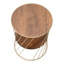 Τραπεζάκι βοηθητικό Jaspin Megapap μεταλλικό - Mdf χρώμα χρυσό - καρυδί 32x32x44εκ.