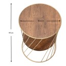 Τραπεζάκι βοηθητικό Jaspin Megapap μεταλλικό - Mdf χρώμα χρυσό - καρυδί 32x32x44εκ.