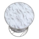 Τραπεζάκι βοηθητικό Jaspin Megapap μεταλλικό - Mdf χρώμα λευκό-λευκό εφέ μαρμάρου 32x32x44εκ.