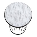 Τραπεζάκι βοηθητικό Hoffman Megapap μεταλλικό - Mdf χρώμα μαύρο - λευκό εφέ μαρμάρου 35x35x58εκ.