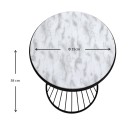 Τραπεζάκι βοηθητικό Hoffman Megapap μεταλλικό - Mdf χρώμα μαύρο - λευκό εφέ μαρμάρου 35x35x58εκ.