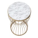Τραπεζάκι βοηθητικό Pino Megapap μεταλλικό - Mdf χρώμα χρυσό - λευκό εφέ μαρμάρου 35x35x58εκ.