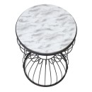 Τραπεζάκι βοηθητικό Pino Megapap μεταλλικό - Mdf χρώμα μαύρο - λευκό εφέ μαρμάρου 35x35x58εκ.