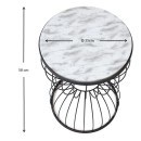 Τραπεζάκι βοηθητικό Pino Megapap μεταλλικό - Mdf χρώμα μαύρο - λευκό εφέ μαρμάρου 35x35x58εκ.