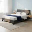 Κρεβάτι Flat Megapap υφασμάτινο χρώμα ανθρακί 150x200εκ.