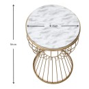 Τραπεζάκι βοηθητικό Aldora Megapap μεταλλικό - Mdf χρώμα χρυσό - λευκό εφέ μαρμάρου 35x35x58εκ.