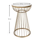 Τραπεζάκι βοηθητικό Mantare Megapap μεταλλικό - Mdf χρώμα χρυσό - λευκό εφέ μαρμάρου 35x35x58εκ.