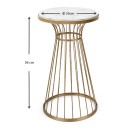 Τραπεζάκι βοηθητικό Tekosi Megapap μεταλλικό - Mdf χρώμα χρυσό - λευκό εφέ μαρμάρου 35x35x58εκ.