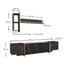 Σύνθεση τηλεόρασης Veyron Megapap χρώμα μαύρο rebab - μαύρο εφέ μαρμάρου 180x33x45εκ.