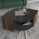 Τραπεζάκι σαλονιού Marbel Megapap χρώμα καρυδί - μαύρο εφέ μαρμάρου 75x75x40εκ.