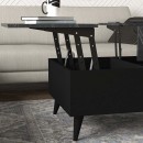 Τραπεζάκι σαλονιού Roy Megapap με σερβιτόρο χρώμα μαύρο - εφέ μαρμάρου 121x69x40εκ.