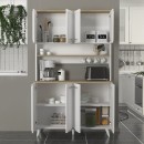 Έπιπλο κουζίνας Potter 4 Megapap χρώμα λευκό - rota oak 120x40x196,1εκ.