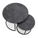 Τραπεζάκι σαλονιού σετ 2 τμχ Gary Megapap Mdf - μεταλλικό χρώμα σκούρο γκρι σκυροδέματος 65x65x44εκ.