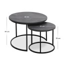 Τραπεζάκι σαλονιού σετ 2 τμχ Gary Megapap Mdf - μεταλλικό χρώμα σκούρο γκρι σκυροδέματος 65x65x44εκ.