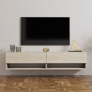 Έπιπλο τηλεόρασης επιτοίχιο Arges Megapap χρώμα travertine 140x29,6x30εκ.