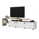 Έπιπλο τηλεόρασης Amadeo Megapap χρώμα λευκό - φυσικό οξιάς 197,5x35x46cm.