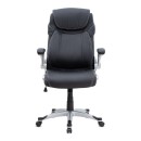 Καρέκλα γραφείου διευθυντική Gustavo Megapap από τεχνόδερμα χρώμα μαύρο 69x65x116/126εκ.