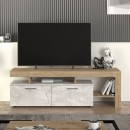 Έπιπλο τηλεόρασης Acnes Megapap χρώμα λευκό εφέ μαρμάρου - sapphire oak 160x40x53εκ.