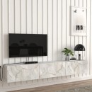Έπιπλο τηλεόρασης επιτοίχιο Damla Megapap με LED χρώμα λευκό εφέ μαρμάρου 180x29,5x29,5εκ.