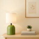 Φωτιστικό επιτραπέζιο Nehora Megapap E27 μεταλλικό - ύφασμα Pvc χρώμα πράσινο - κρεμ Ø15x30εκ.