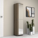 Ντουλάπα ρούχων - παπουτσοθήκη Visla Megapap μονόφυλλη με καθρέπτη χρώμα καρυδί 45x36x187εκ.